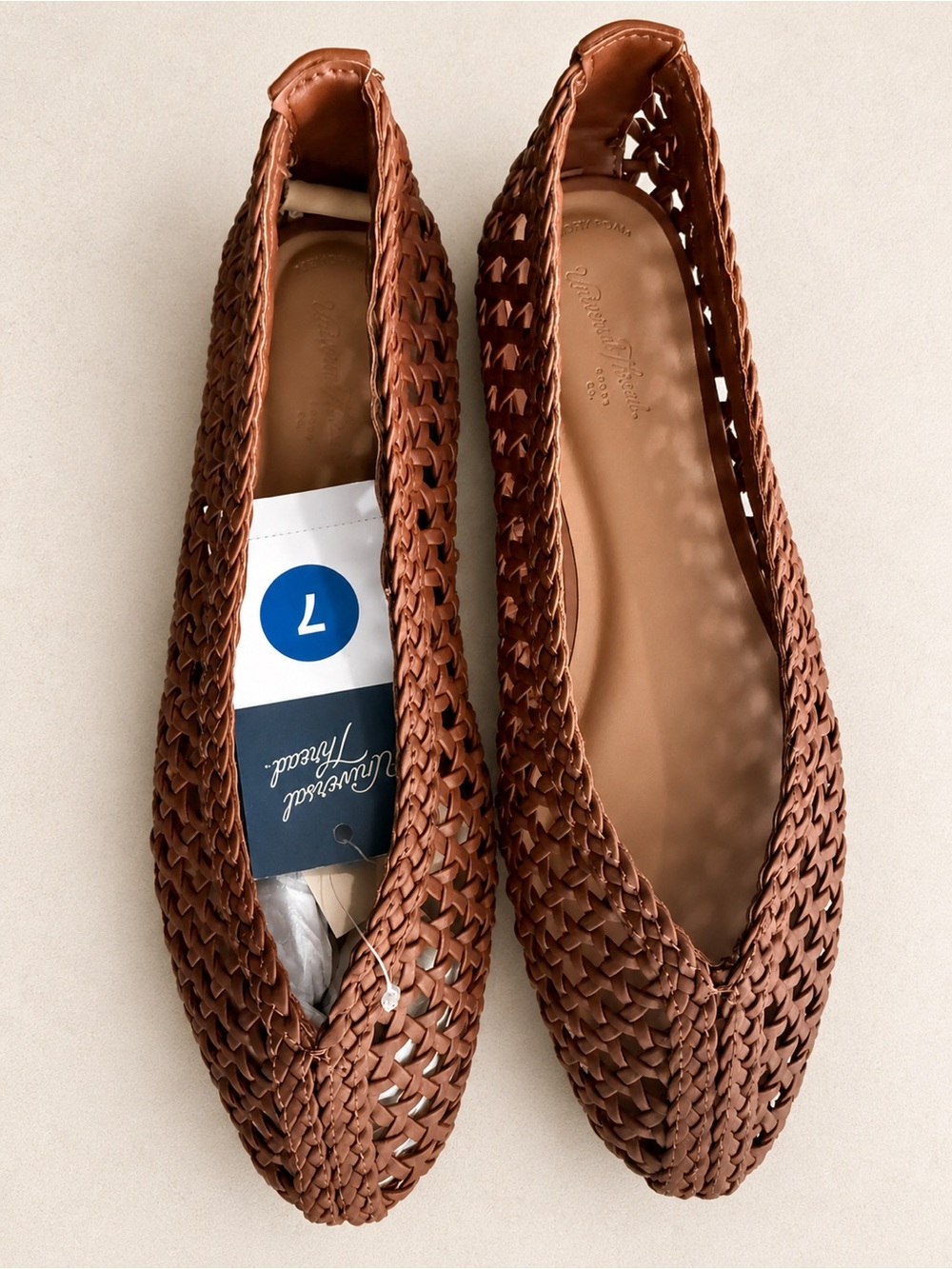 Universal Thread Woven Pointed-Toe Flats in Brown